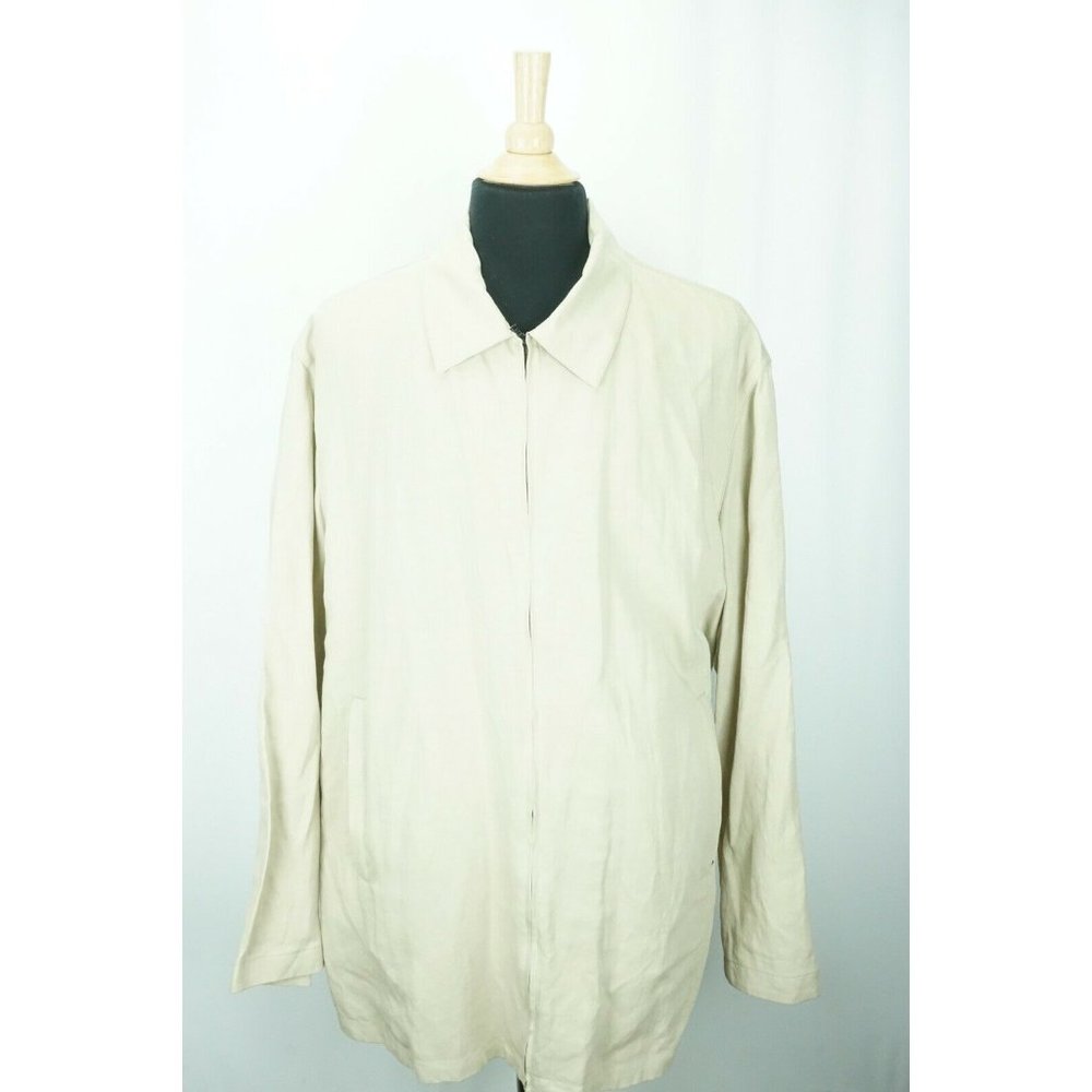 Cortigiani Light Khaki Brown Beige Lightweight Cotton Ramie Blend Coat 60 Italy